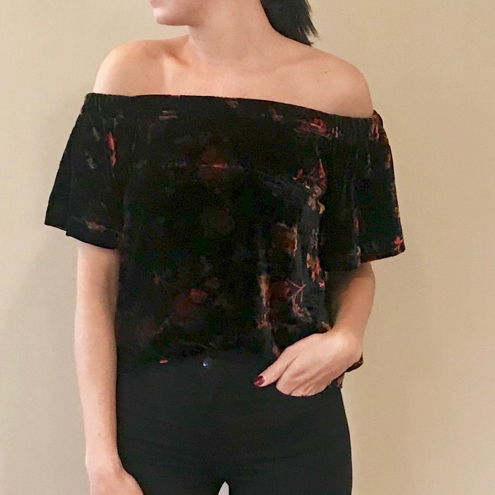 LOFT velvet off the shoulder top